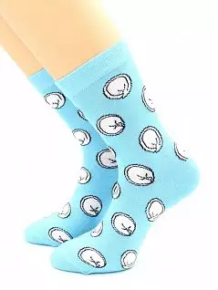 Веселые носки с принтом "пельмешки" голубого цвета Hobby Line RTнус80128-04-08